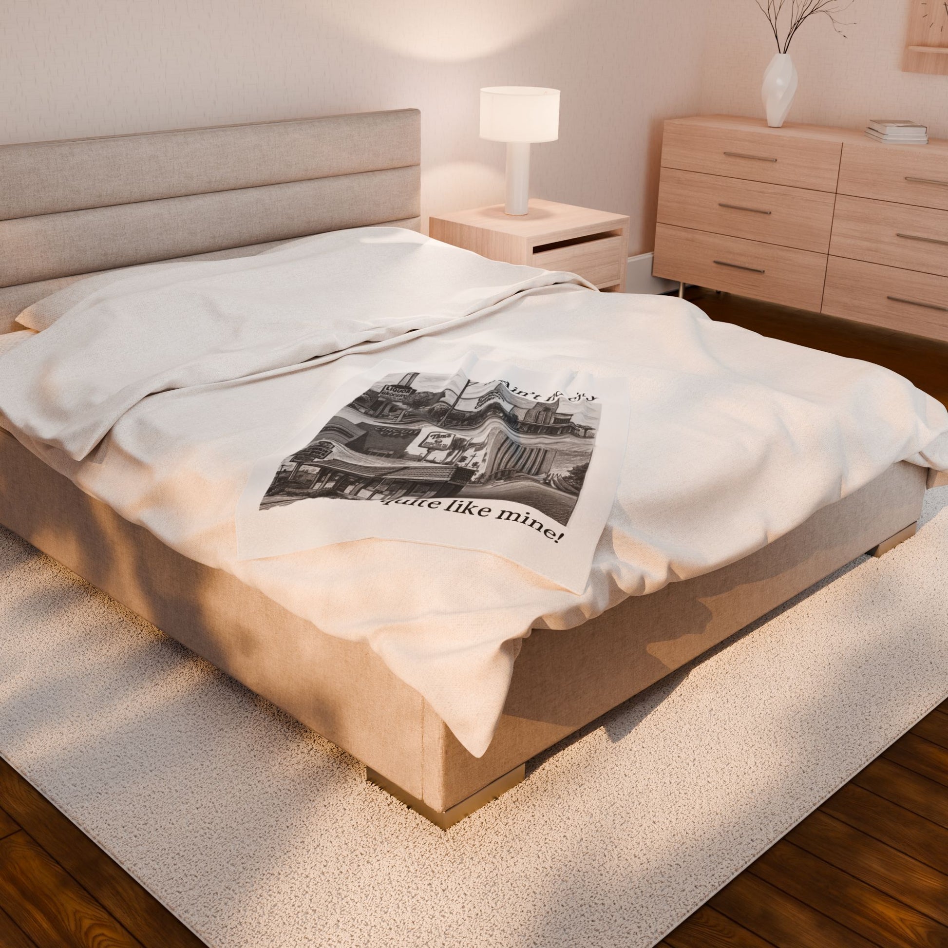 003 - Compton Nostalgia Velveteen Blanket - Cozy Cityscape Decor, Gift for Home, Blanket for Living Room, Art-Inspired Throw, Home Accent