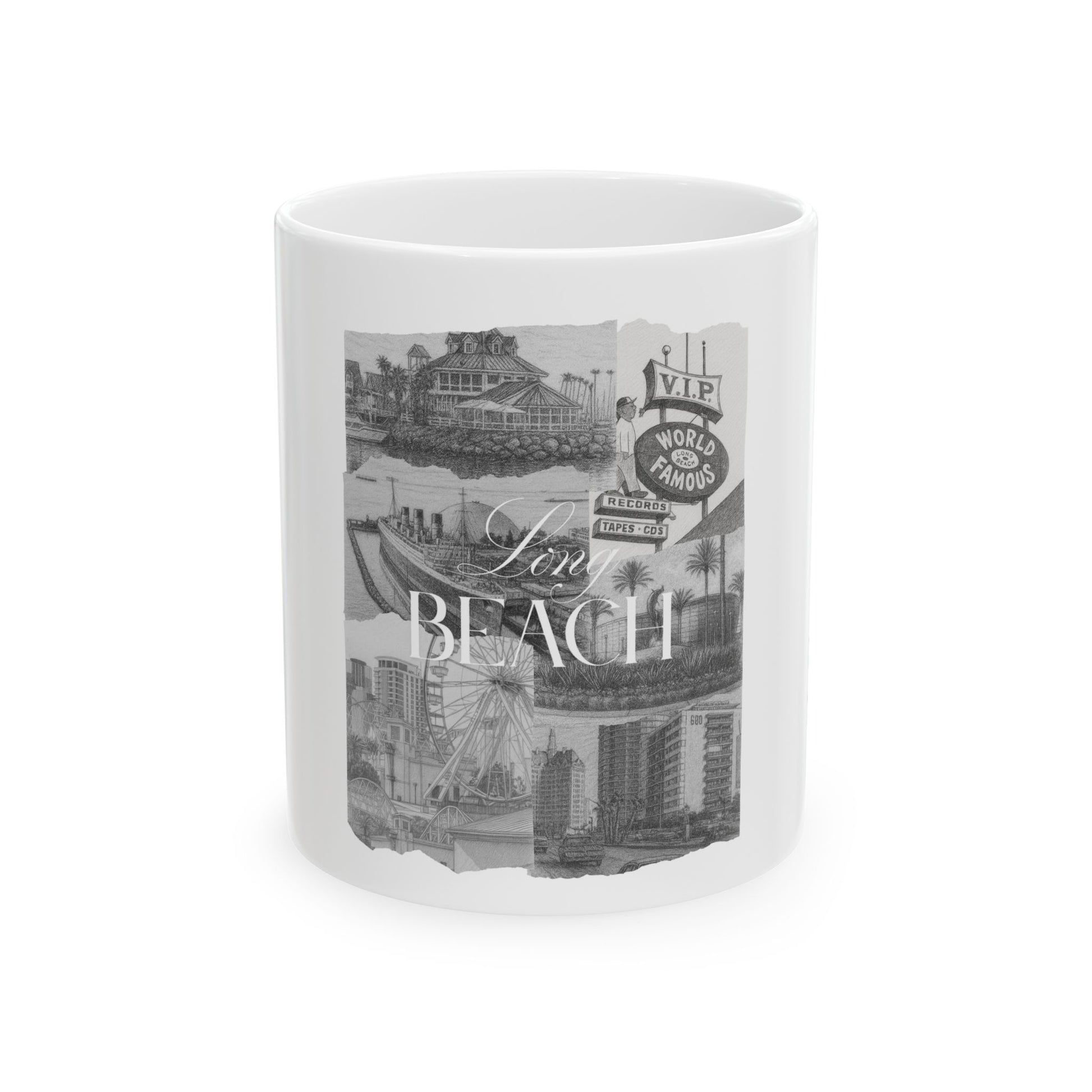 005 - Vintage Long Beach Ceramic Mug - Perfect Gift for Beach Lovers, Coffee Drinkers, Home Decor, Unique Souvenir, beach-themed coffee mug