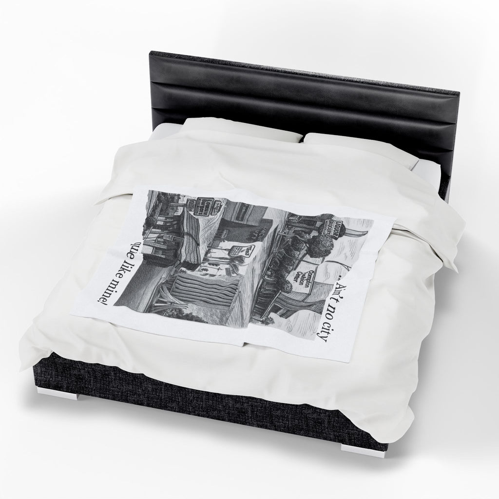 003 - Compton Nostalgia Velveteen Blanket - Cozy Cityscape Decor, Gift for Home, Blanket for Living Room, Art-Inspired Throw, Home Accent
