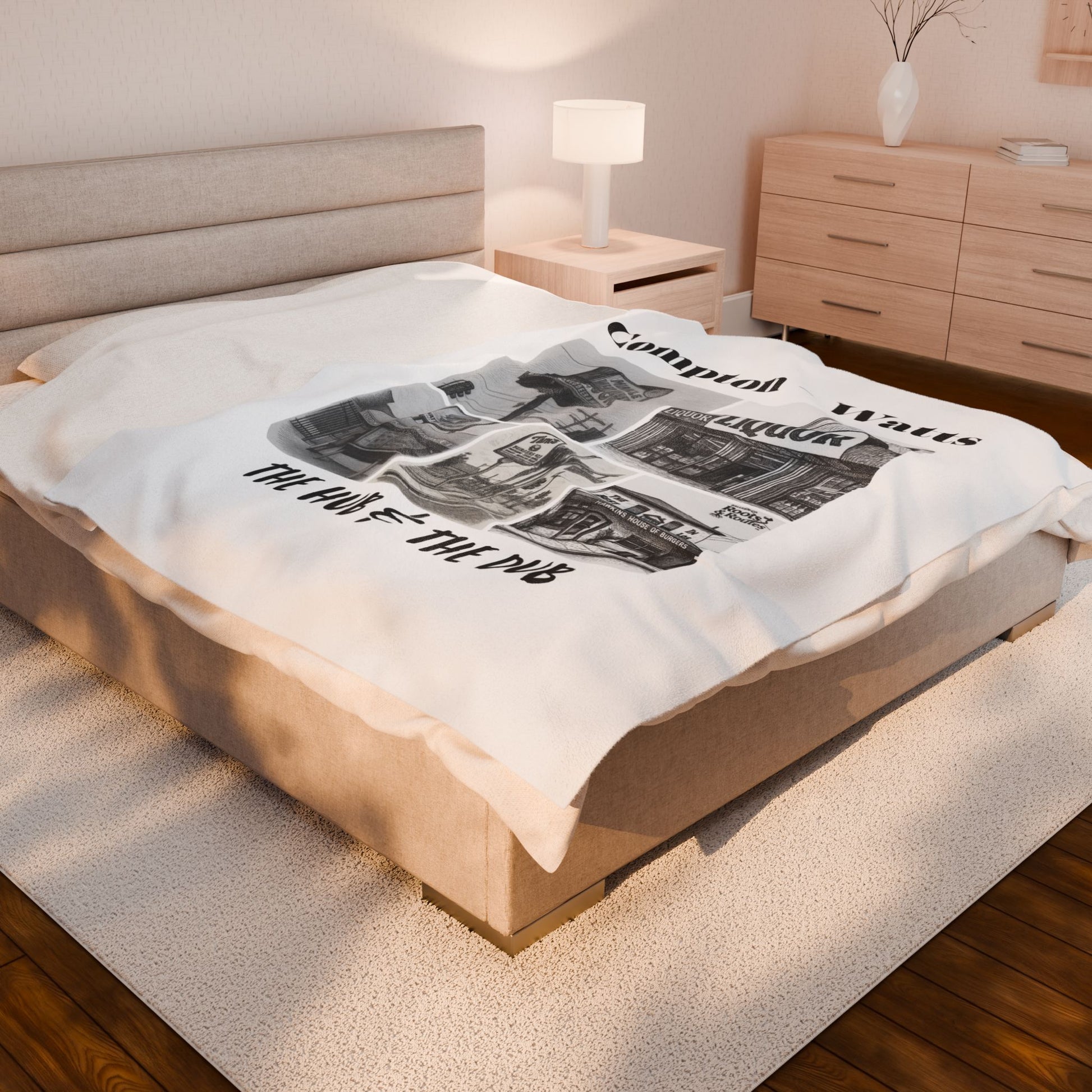 004 - Compton Watts Velveteen Plush Blanket | Cozy Home Decor, Gift for Her, Black History Month, Warm Throw for Living Room, Unique Art Blanket