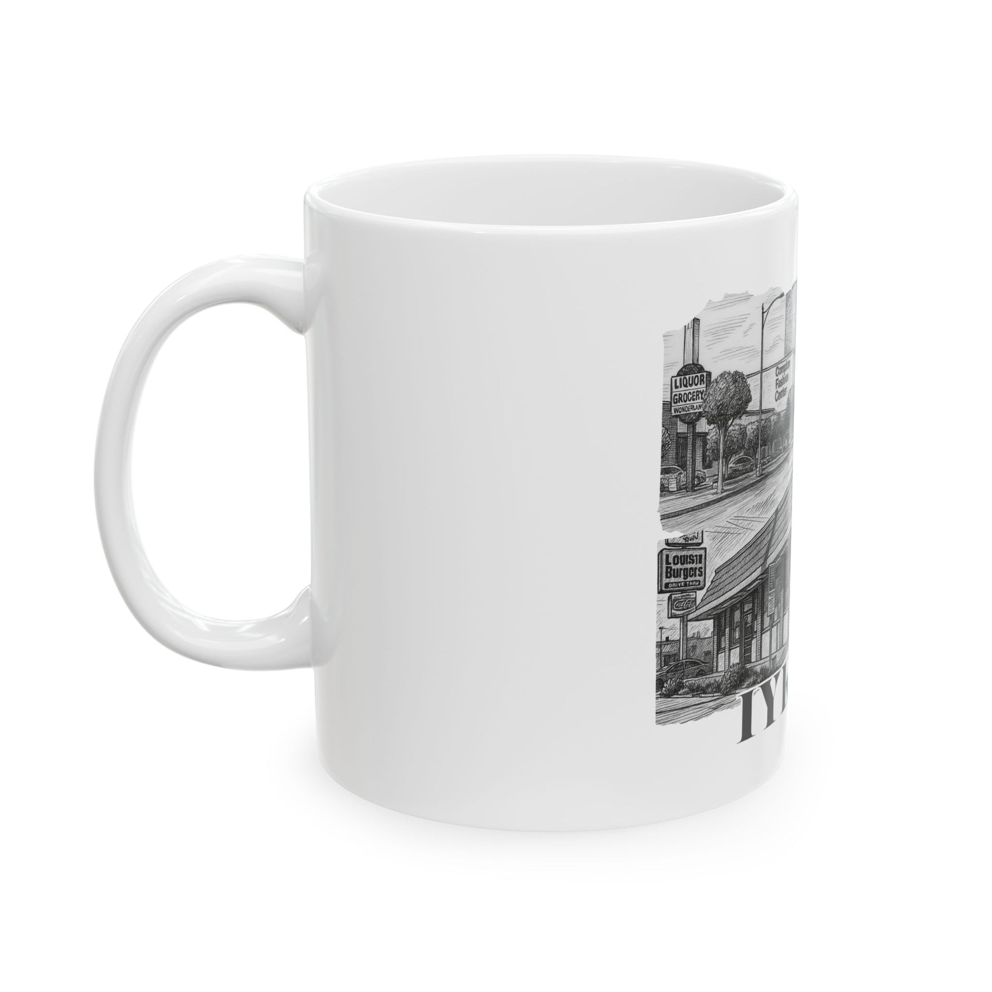 002 - Retro Eastside Shop Ceramic Mug, Vintage Diner Coffee Cup, 11oz 15oz, Kitchen Decor, Gift for Foodies, Restaurant-Themed Mug